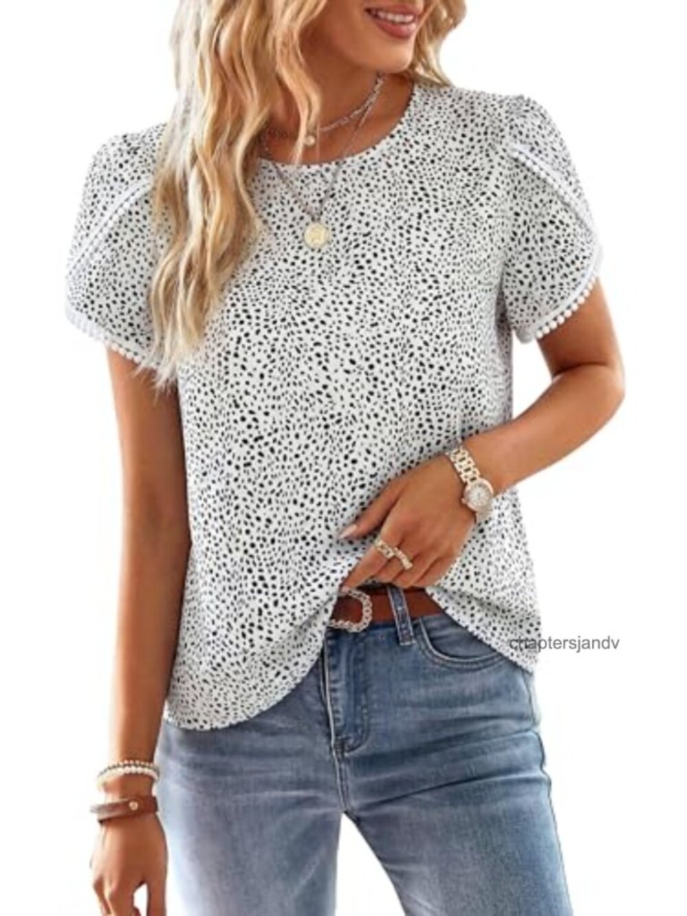Boho Floral Lace Crochet Tunic Top Petal Sleeve Blouse